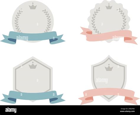 Ranking material with pastel color ribbon. light blue and pink ribbon. Various types of medals ...