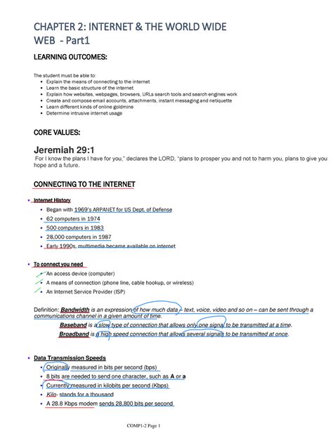 Chapter+2+ Internet+%26+THE+ World+WIDE+WEB++Part1 - LEARNING OUTCOMES: Explain the means of ...