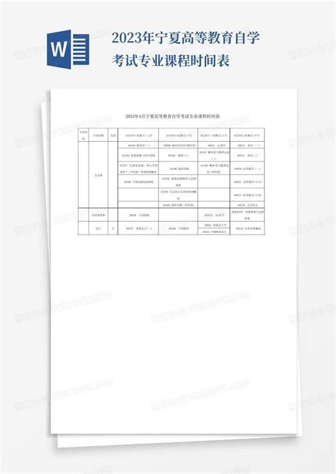 2023年宁夏高等教育自学考试专业课程时间表Word模板下载_编号lgjjpaej_熊猫办公