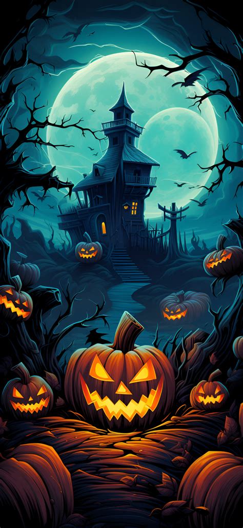 Scary Jack-o-Lantern House Halloween Wallpaper for iPhone in 4K