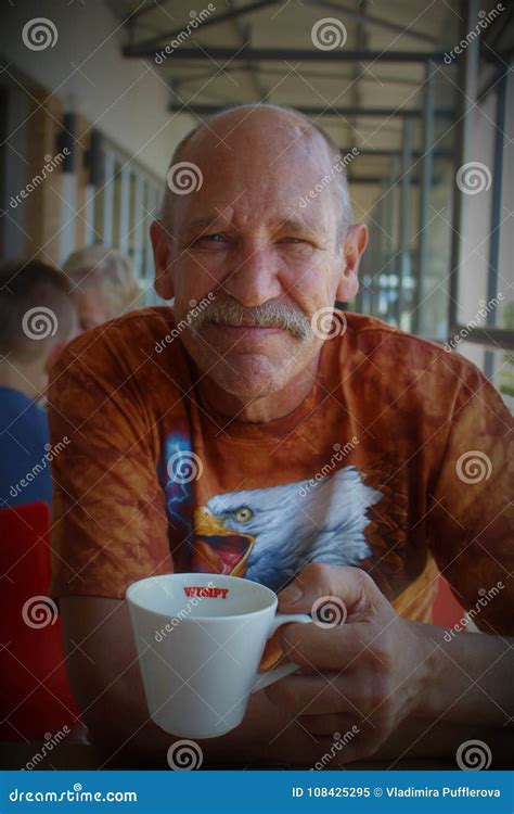 Portrait of an Older Man Drinking Coffee, Newmarket Mall, Alberton ...