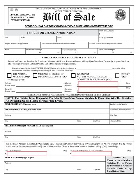 Free New Mexico Bill of Sale Forms (3) - PDF – eForms
