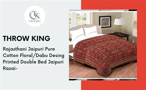Buy THROW KING Rajasthani Jaipuri Pure Cotton Floral/Dabu Printed ...