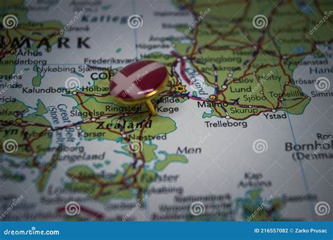 Koge Pinned on a Map with the Flag of Denmark Stock Photo - Image of destination, country: 216557082