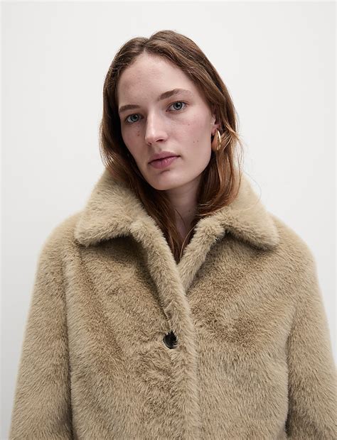 Buy Faux Fur Collared Longline Coat at Marks & Spencer