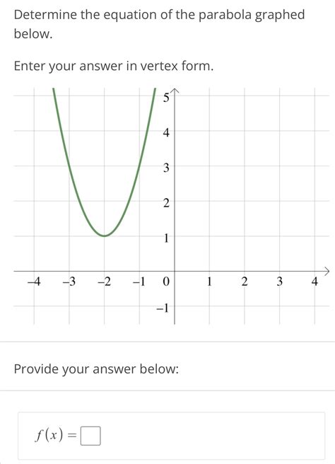 [Solved] Determine the equation of the parabola graphed below. Enter ...