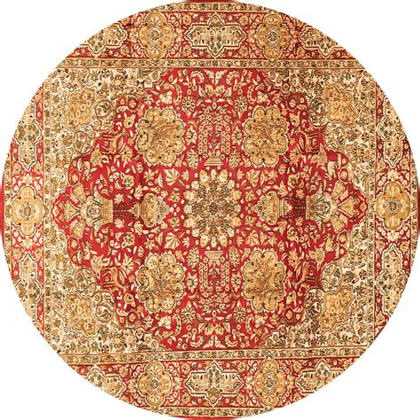 Ahgly Company Indoor Round Persian Orange Traditional Area Rugs, 8 ...