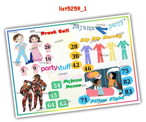 Pajama theme designs in Tambola Housie, Paper Games, Cards, Accessory