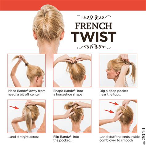 Printable instructions for the French Twist. | French twist hair, Braids for short hair, Roll ...