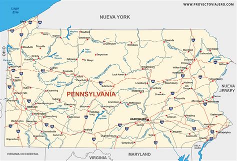 Mapa de Pennsylvania - Estados Unidos