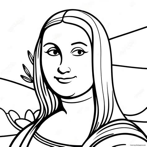 Mona Lisa Smiling Coloring Page (42554-33625)