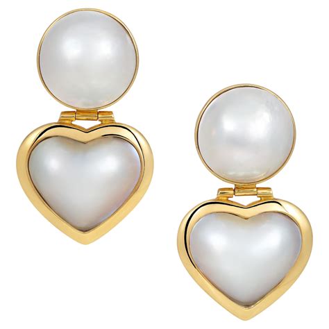 Vintage Tiffany and Co Mabe Pearl Large Yellow Gold Earrings at 1stDibs ...