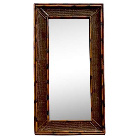 Vintage Coastal Woven Rattan Square Mirror at 1stDibs