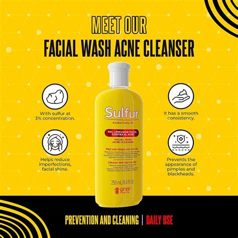 Sulfur Grisi Facial Wash and Cleanser - 8.4 Fl Oz Bottle - Reduces Oil ...
