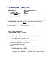 CSG 21.docx - CSG Pre-Work 35 Points Subject: Biology 1. Standard ...