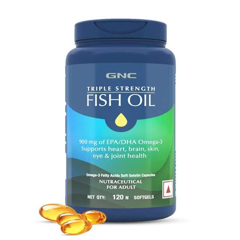 GNC 1500 Mg Triple Strength Fish Oil Omega 3 Capsules For Men & Women ...