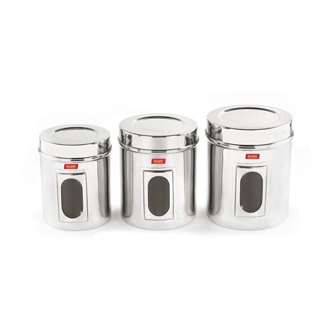 Buy Sumeet Stainless Steel See Through Vertical Canisters/Ubha Dabba ...