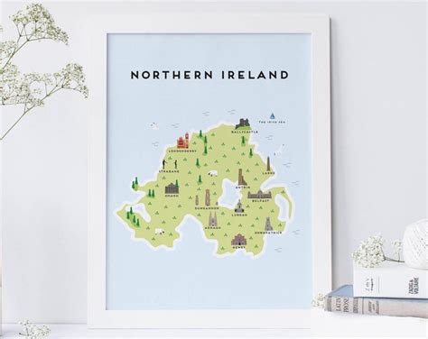Northern Ireland Map - Illustrated Map of Northern Ireland Print ...