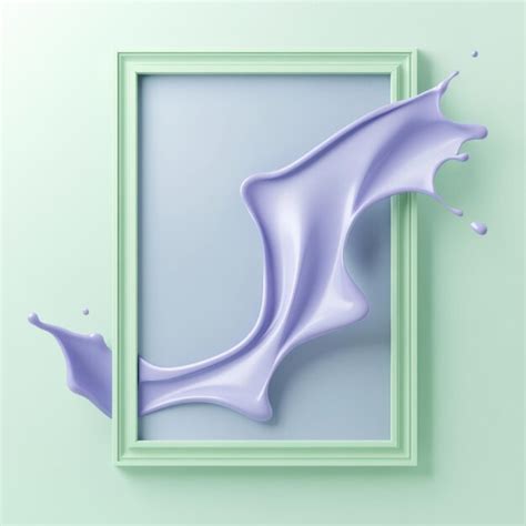 Abstract liquid splash emerging from mint green frame on pastel ...