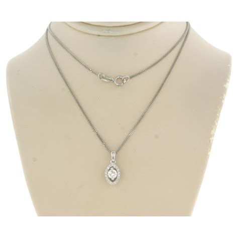Necklace and pendant set with diamonds 14k white gold For Sale at 1stDibs