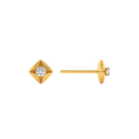 Bold Edge 9KT Gold Laboratory Grown Diamond Stud Earring – PALMONAS