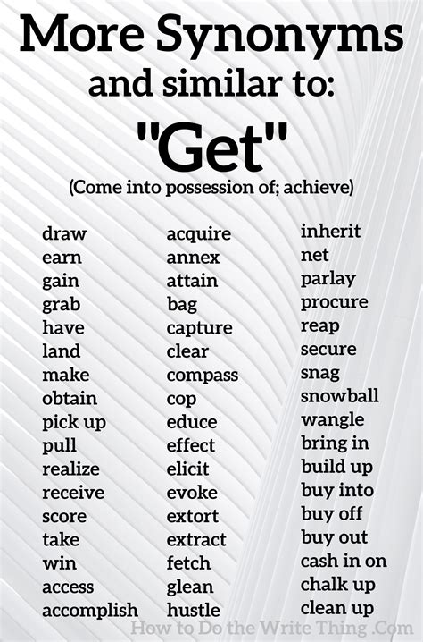 More synonyms for get (come into possession of) in 2021 | Writing words ...