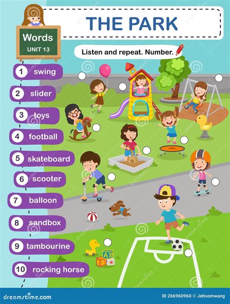 Vocabulario Educativo Del Parque Ilustración del Vector - Ilustración ...