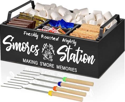 Amazon.com: Smores Kit for Fire Pit, Smores Caddy Organizer for S'Mores Station, Wooden S'mores ...