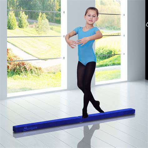 Soozier 7.9ft Folding Floor Balance Beam Wood Core Gymnastic Training ...