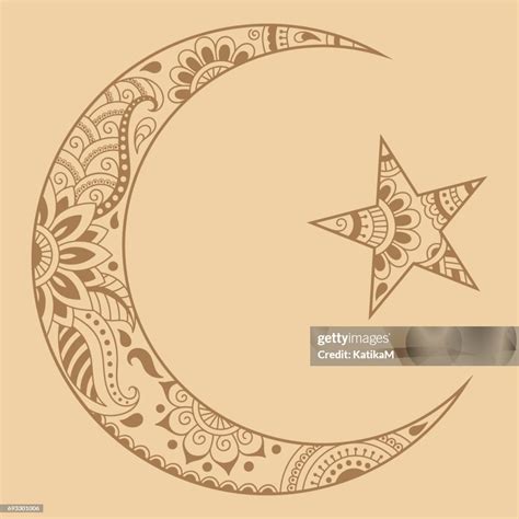 Religious Islamic Symbol Of The Star And The Crescent Decorative Sign ...