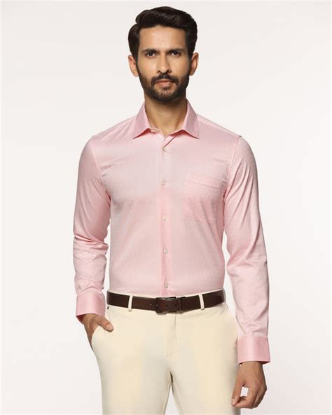 Buy Castle Luxe Peach Jacquard Shirt Online India