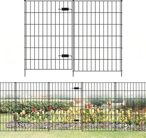 Metal Garden Fence With Gate 40in (H) X 23.3ft (L), 1 Gate + 9 Panels ...