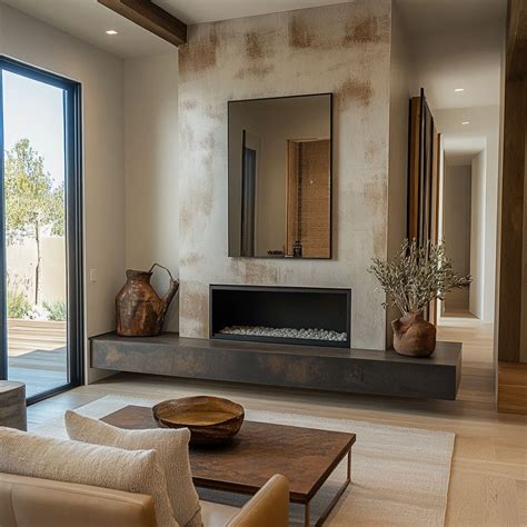 That innovative use of color and texture on the fireplace wall ...