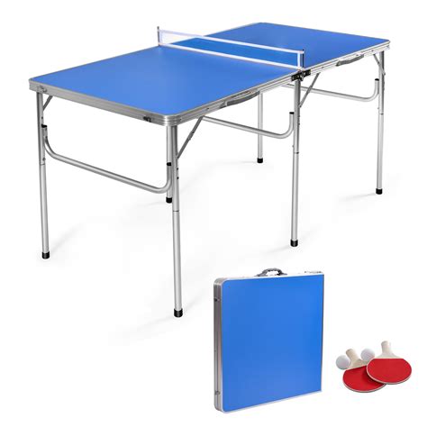 Gymax Folding Table Tennis Table Portable Ping Pong Table w/ 2 Paddles ...