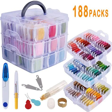 188 Pack Embroidery Floss Set Including 150 Colors Cross Stitch ...
