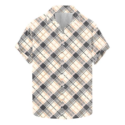 KyCheLot Mens Plaid Shirts Button down Casual Collared Short Sleeve ...