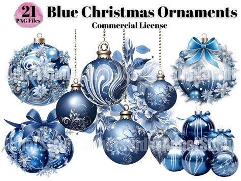 Blue Christmas Ornaments Clipart, Watercolor Christmas Ornament PNG ...