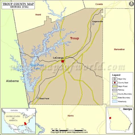 Map of Troup County Georgia - Printable County Map with Major Cities ...