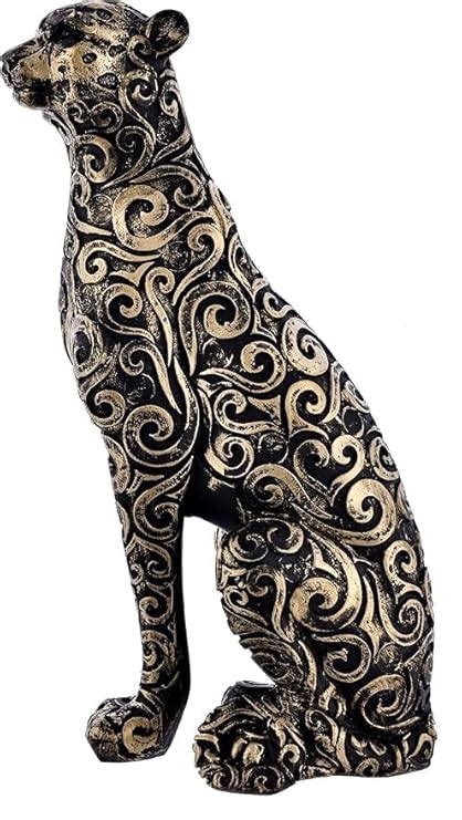 HeartBloom Panther Sitting Position Animal Showpiece Antique Sculpture ...