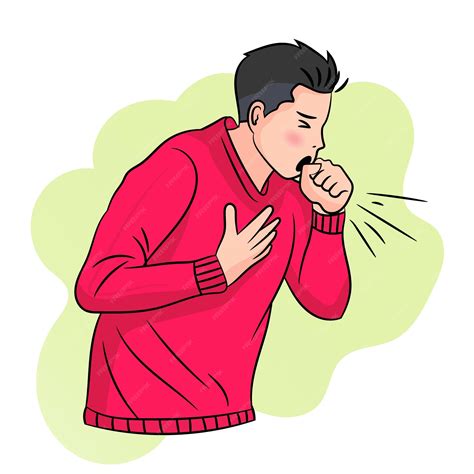 Character person is coughing cartoon style | Premium Vector