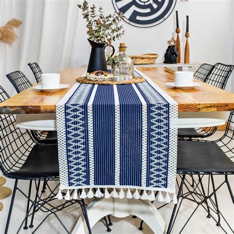Navy Blue Cotton Table Runner – 100% Natural Cotton 14 x 60 Inch ...