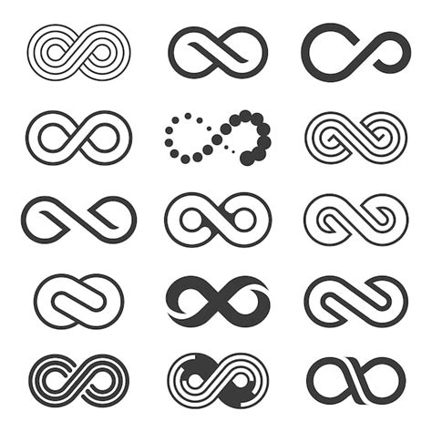 Insieme dell'icona del logo del ciclo infinito. Simbolo illimitato e ...