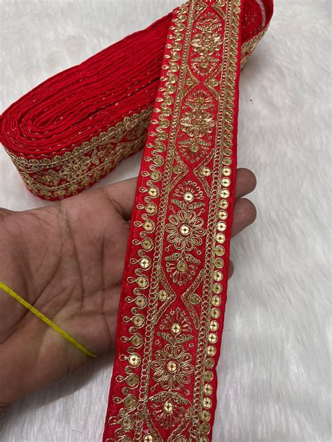 Embroidered Zari Lace – Indian Wedding Trims, Saree Border, 2 Inch Wid ...