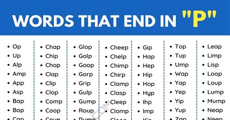 1200+ Words that End in P in English • 7ESL