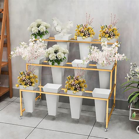 Amazon.com: Zhongma Flower Bar Stand Display shelf with White Buckets ...