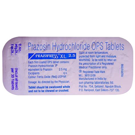 Prazopress XL 2.5 Tablet 30's Price, Uses, Side Effects, Composition ...