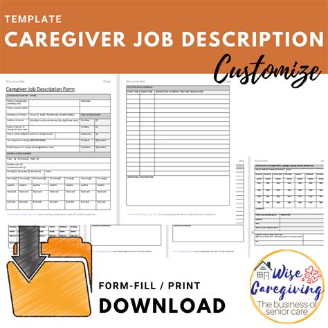 Caregiver Job Description Template-Digital/Print | Wise Caregiving