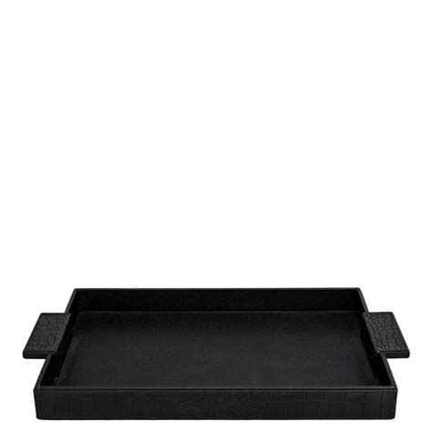 Croco Franzy Leather Tray - Black – Da Milano