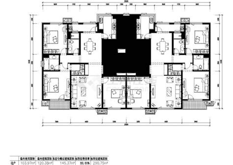 290平方米高层一梯两户住宅户型设计cad图(含效果图)_住宅小区_土木在线