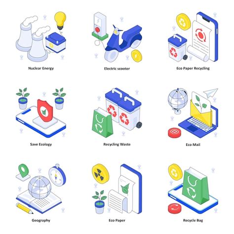Ecosystem isometric illustration set 02 | Premium Vector